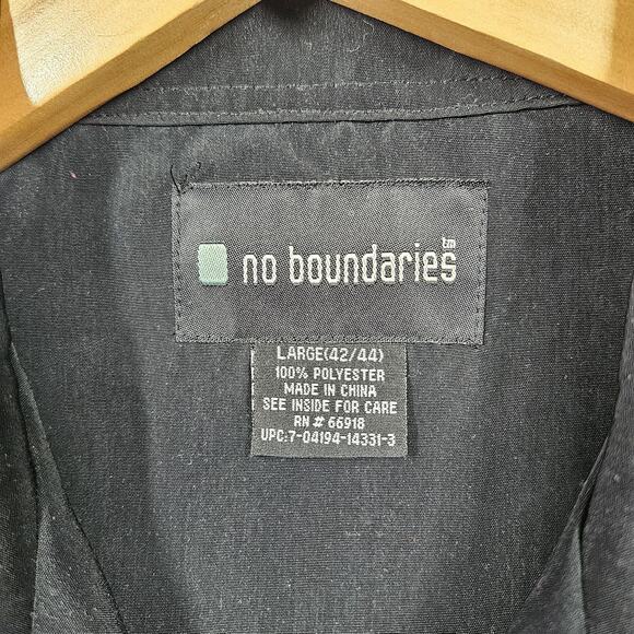 Vintage No Boundaries Y2K Button Down Shirt Mens L Dragon Print Black Grunge - Picture 6 of 10